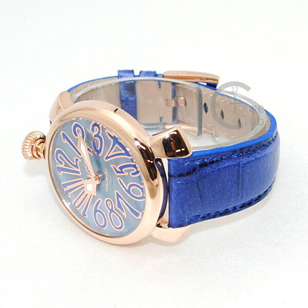 GaGa MILANO （ガガミラノ） 時計 腕時計 MANUALE マニュアーレ マヌアーレ 40mm ブルー レザー/ブルーシェル/ピンクゴールド 5021.07